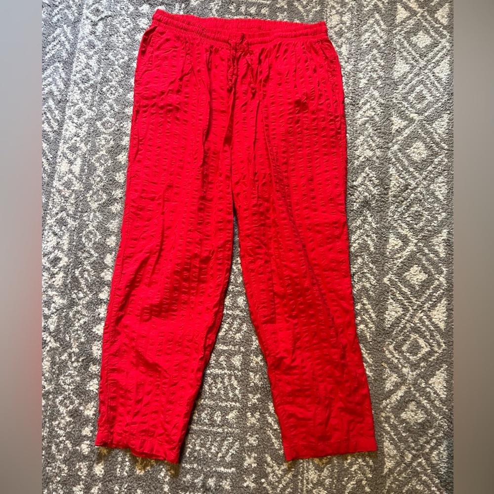 100% cotton Woman Within Vibrant Red Textured Pants size 20W (SKU P203)
